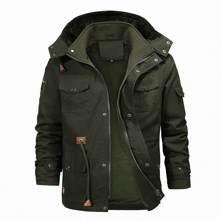 Męska ocieplana Wwter parka z teddy fleece Lwwg, kapturem, i Multi-funkcja kieszeniami