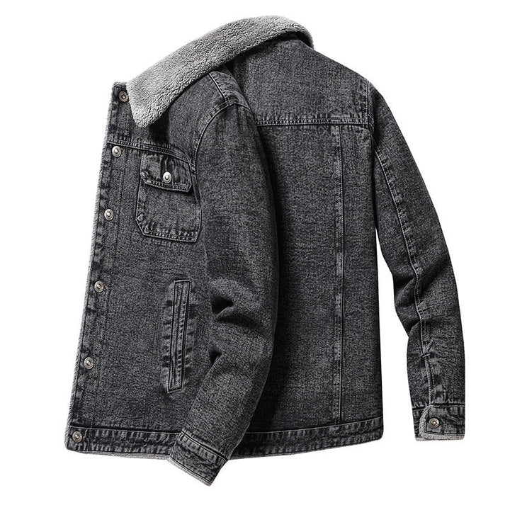 Kurtka męska koszulowa z denim z teddy lwwg i Sherpa kołnierzem