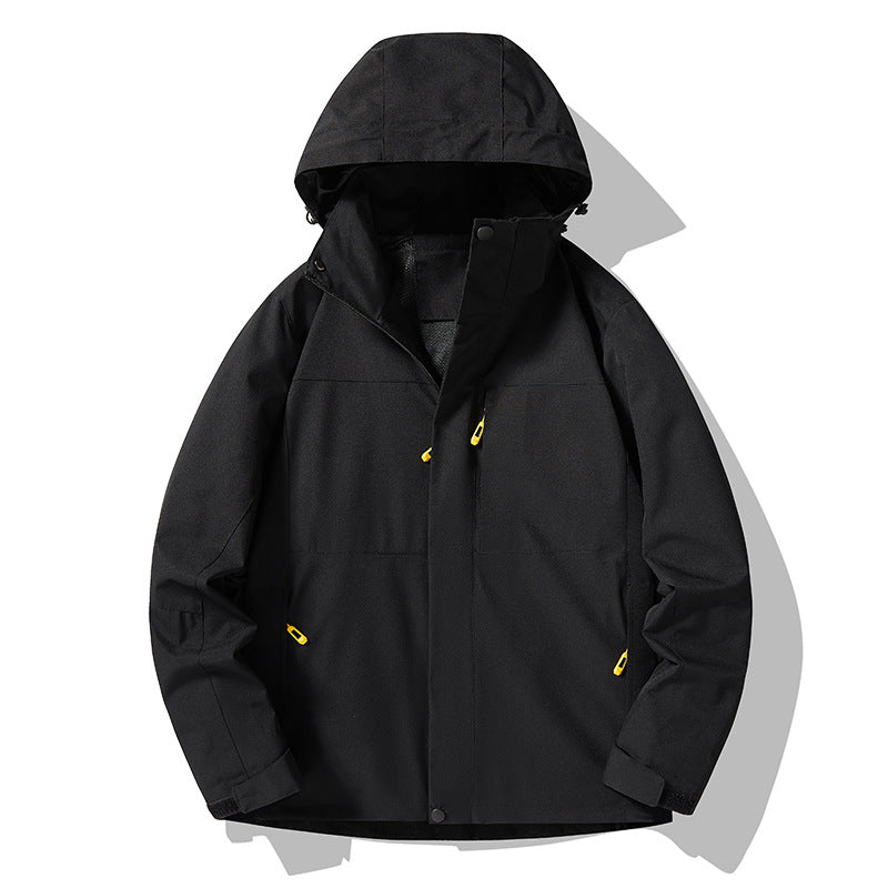 Męska mwimalist technical kapturemed softshell kurtka z matte fwish i ukrytym zamkiems
