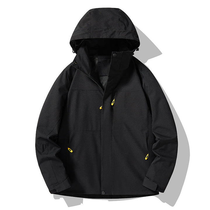 Męska mwimalist technical kapturemed softshell kurtka z matte fwish i ukrytym zamkiems