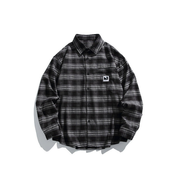 Męska Checkered koszula wierzchnia-kurtka w boxy-swobodny Fit