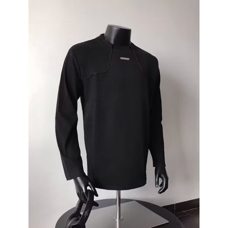 Męska Długa-Sleeved Miejski Bluza z Textured Karczek na ramionach i Stójka