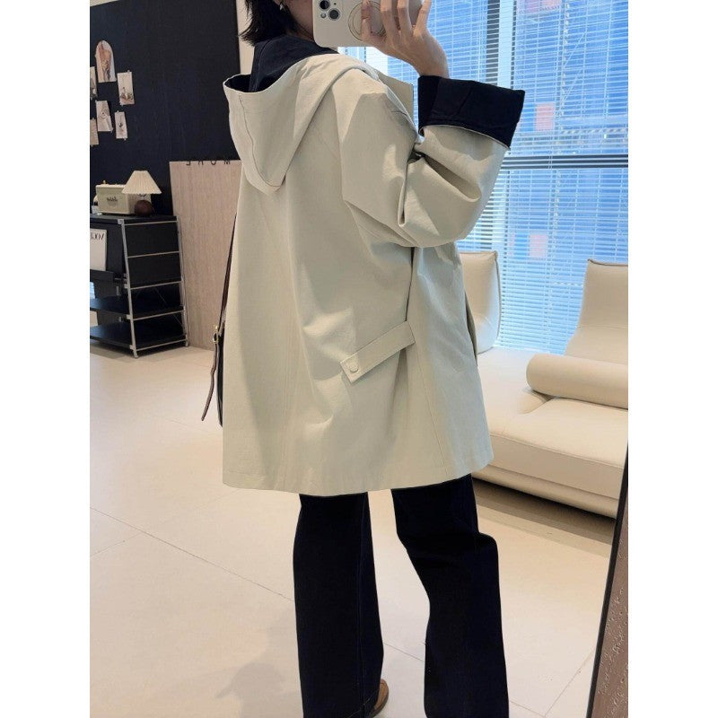 Unisex oversize utilitarian trencz z contrasted lining i hood Lumaza