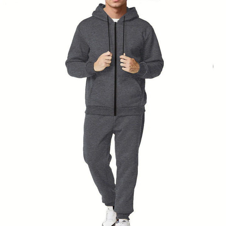 Męska two-piece bluza z zamkiem i kapturem i tapered jogging spodnie wykonana z French Terry