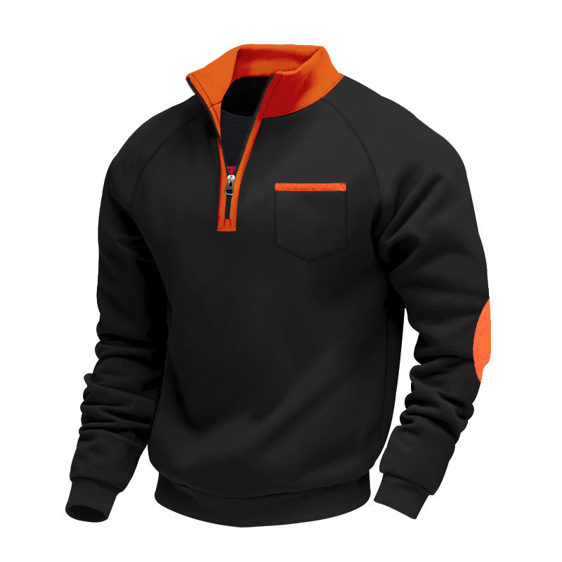 Męska Nano Polar Krótki zamek Pulower z Klatka piersiowa Kieszeń i Elbow Patches