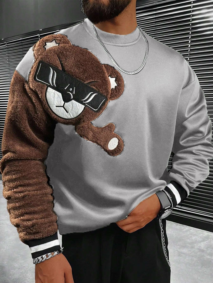Męska Bluza z Pluszowy Bear Appliqué