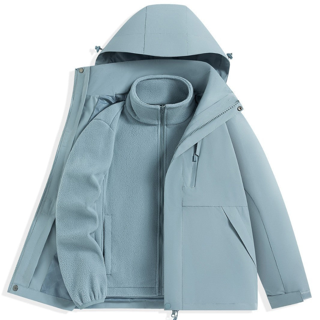 Męska two-warstwa outdoorowy parka z removable fleece wner kurtka i kapturem