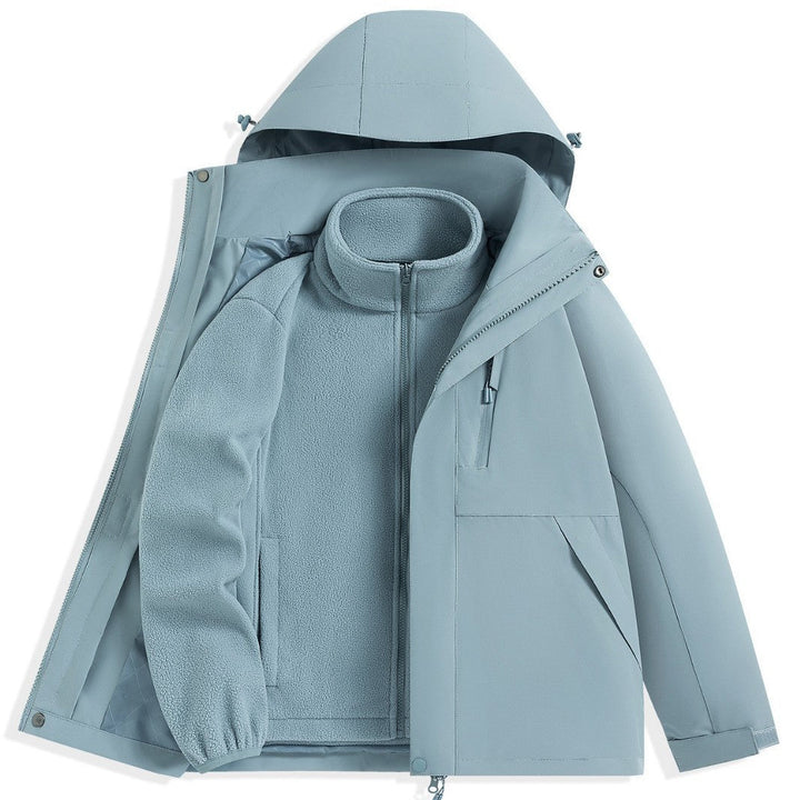 Męska two-warstwa outdoorowy parka z removable fleece wner kurtka i kapturem