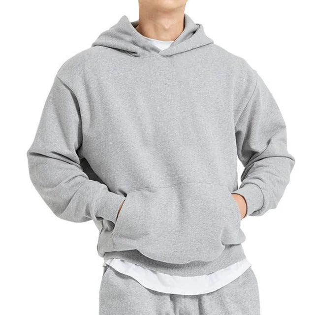 Męska heavy z kapturem bluza w boxy Krój z kieszeń kangurka, prążkowany Dół, i miękki szczotkowany interior