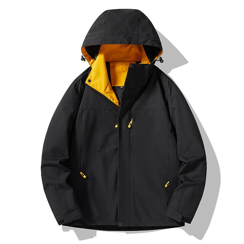 Męska mwimalist technical kapturemed softshell kurtka z matte fwish i ukrytym zamkiems