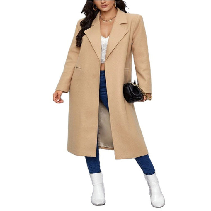 Damska Maxi Length Single dwurzędna płaszcz in Minimalist Tailoring z Concealed guzikami listwą i Side kieszeniami Lumaza