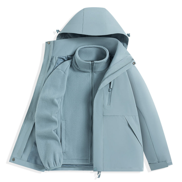 Męska two-warstwa outdoorowy parka z removable fleece wner kurtka i kapturem