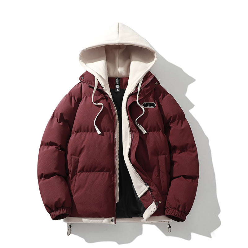 Męska Two-warstwa pikowana kurtka z Removable fleece kapturem i termiczny wsulation