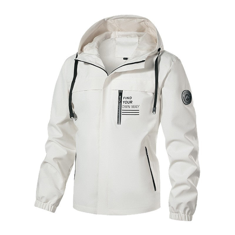 Kurtka męska softshell outdoorowy z kapturem, wodoodporny i klatka piersiowa zamkiem kieszenią