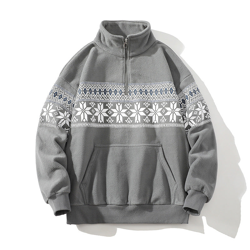 Unisex Norwegian pattern polarowa kurtka z ze stójką, all-round zamkiem błyskawicznym i ściągaczem Lumaza