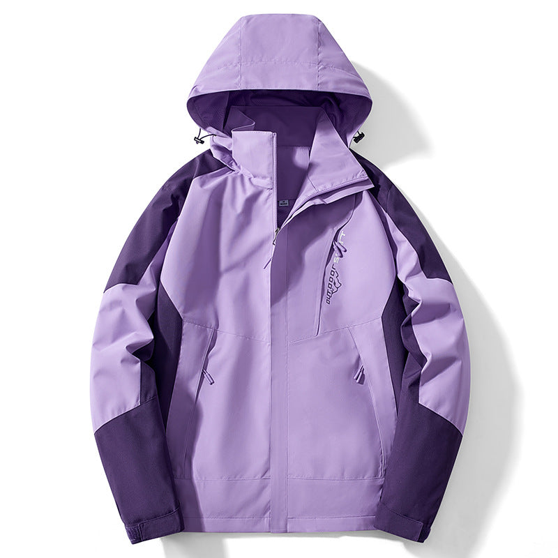 Męska Colorblock softshell Trekker kurtka z kapturem, ukrytym zamkiems i boczne kieszeniami