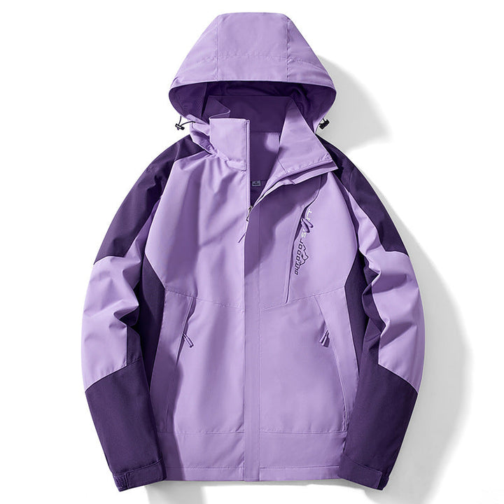 Męska Colorblock softshell Trekker kurtka z kapturem, ukrytym zamkiems i boczne kieszeniami