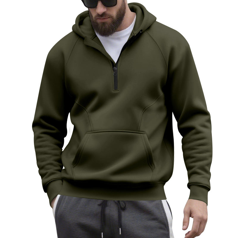 Męska krótki zamek bluza z kapturem w minimalistyczny softshell wygląd z kieszeń kangurka i raglanowy Rękawy