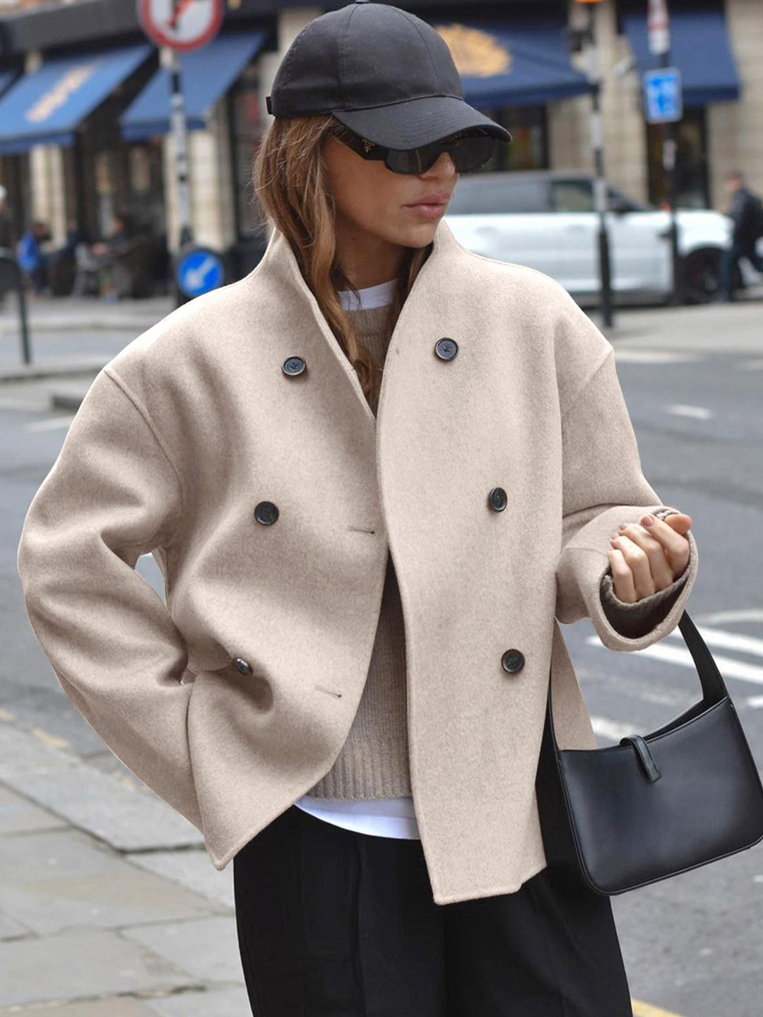 Oversize moda kurtka z guzik zapięcie