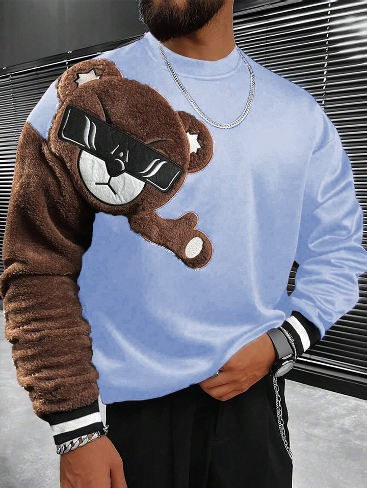 Męska Bluza z Pluszowy Bear Appliqué
