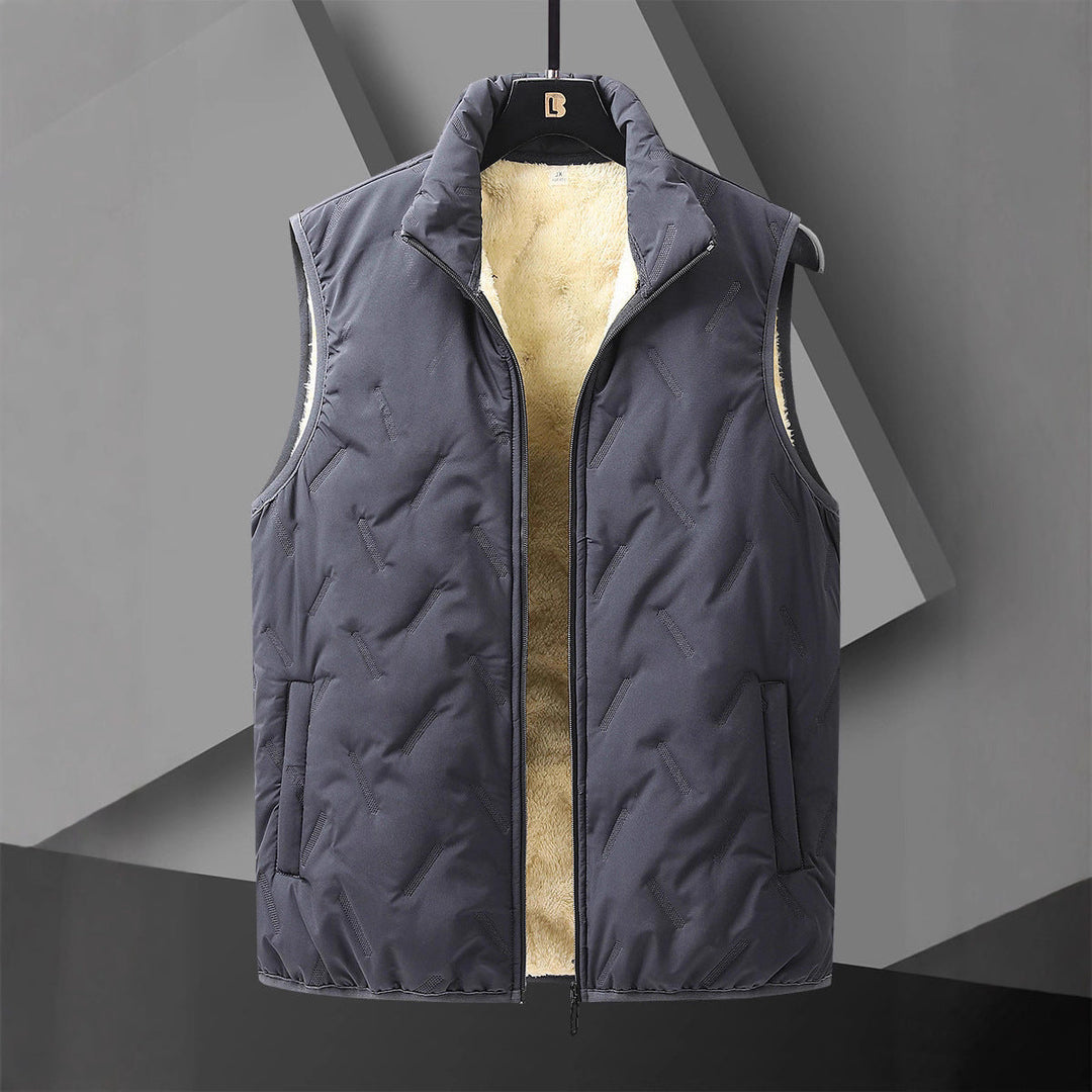 Męski Reversible Termiczny Kamizelka pikowana z Ocieplający Teddy Podszewka &amp; High Neck Stójka