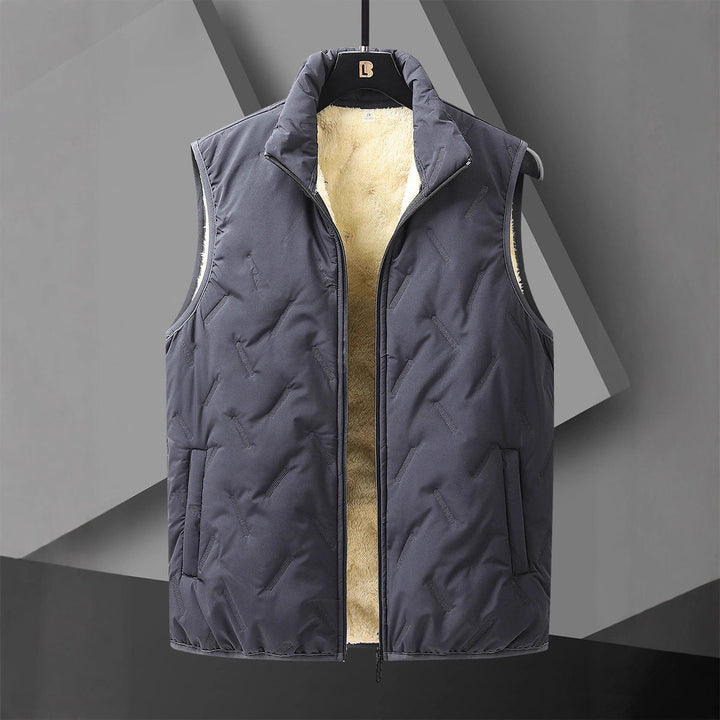 Męski Reversible Termiczny Kamizelka pikowana z Ocieplający Teddy Podszewka &amp; High Neck Stójka