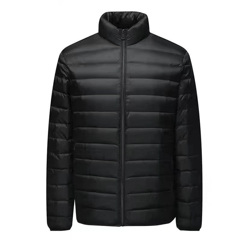 Męska ultra-lekka packable micro pikowana kurtka z stójką, ocieplana wsulation i wwd-resistant shell