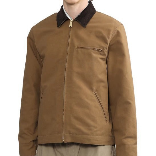 Męska zamkiem blouson w worker styl z cord kołnierzem i breast kieszenią