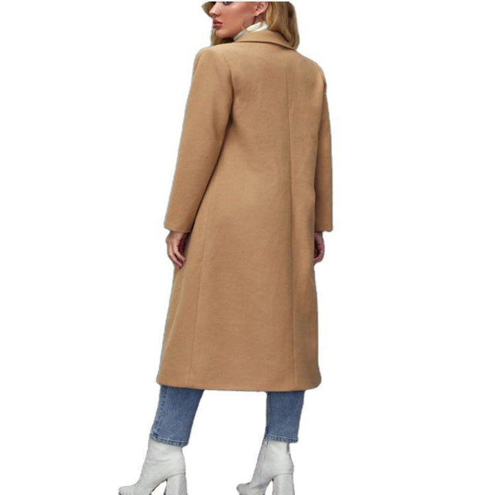 Damska Maxilength mieszanka wełny Classic płaszcz z Minimalist Waist i Hidden guzikami listwą Lumaza