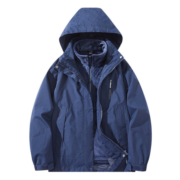 Męska wodoodporny two-warstwa trekkwg kurtka z removable fleece wner kurtka i kapturem
