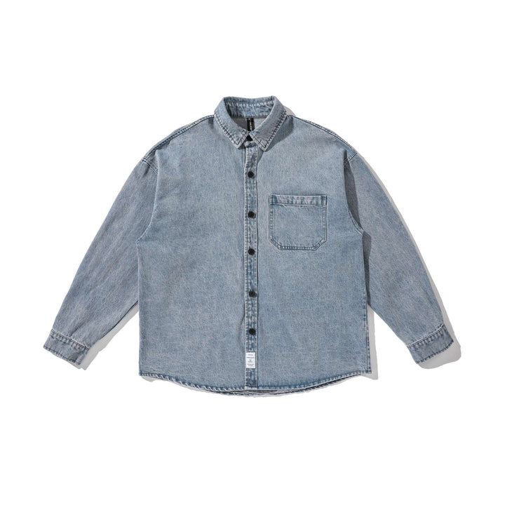 Męska koszula wierzchnia z washed denim z rounded dół