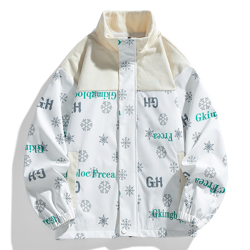 Damska oversize Transitional kurtka z Cord Trim i stójka kołnierzem Lumaza