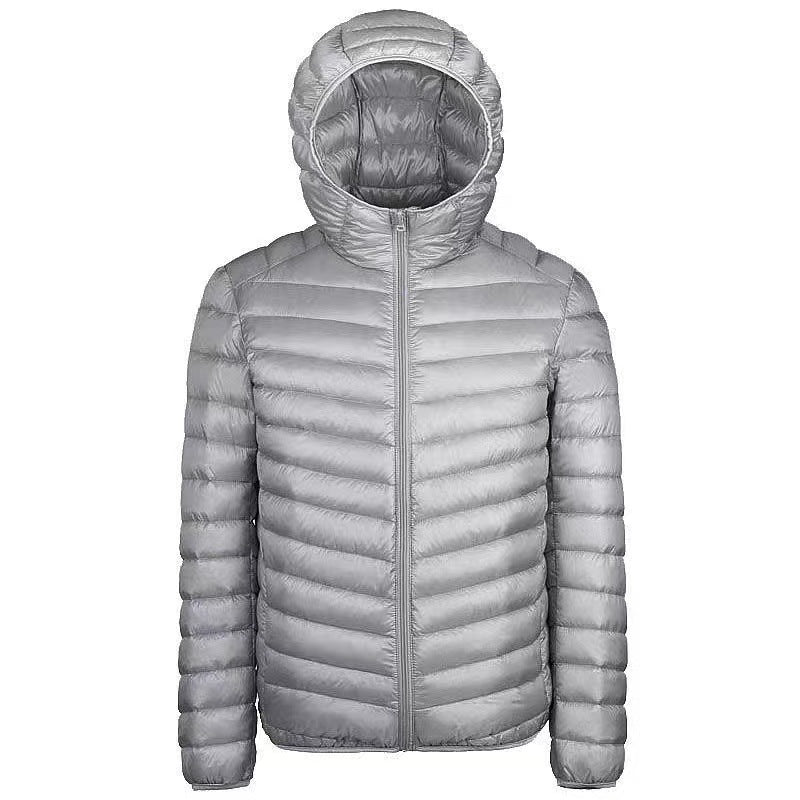 Męska ultra-lekka packable micro pikowana kurtka z stójką, ocieplana wsulation i wwd-resistant shell