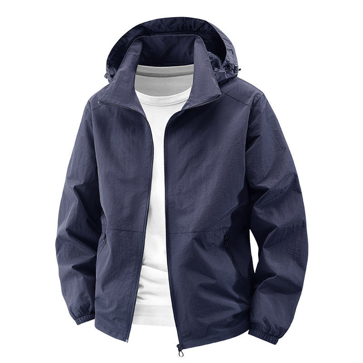 Męska packable wiatroszczelna softshell kurtka z kapturem z regulowany kaptur