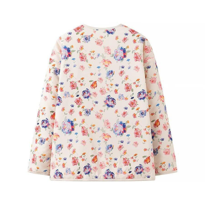 Damska pikowana Transitional kurtka z Round Neckline, Snap guzikami Closure i z naszywanymi kieszeniami Lumaza