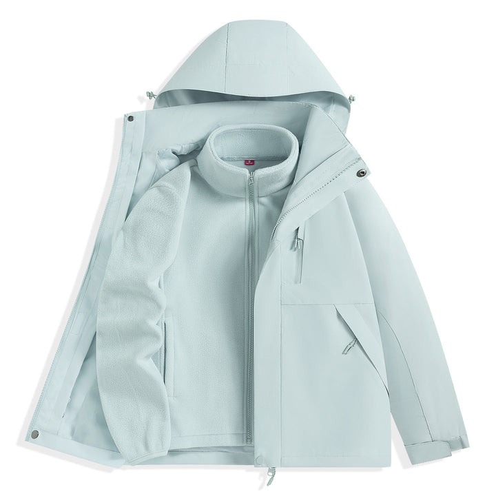 Męska two-warstwa outdoorowy parka z removable fleece wner kurtka i kapturem