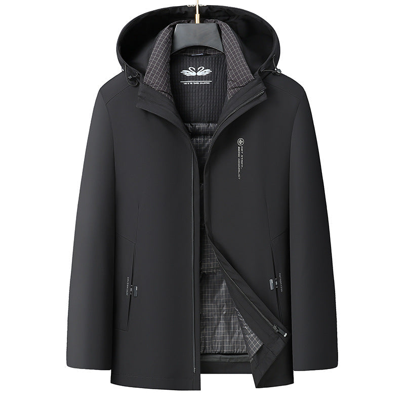 Męski Softshell Parka z Pikowany Termiczny Podszewka i Kaptur