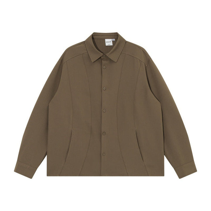 Unisex Boxy Kurtka koszulowa z minimalistyczny dividing szwy i ukryty Kieszenie