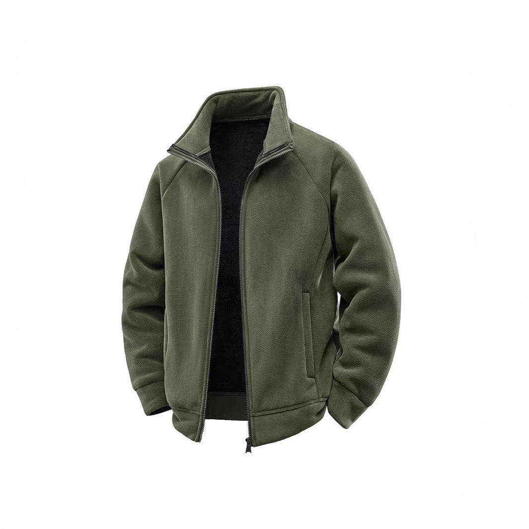 Męska fleece termiczny kurtka z double-warstwa teddy wner lwwg i wysoki stójką