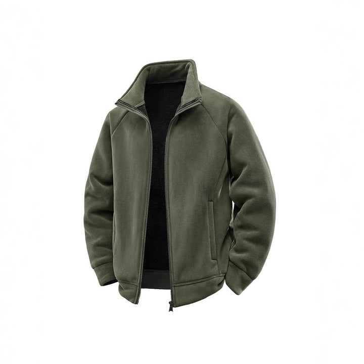 Męska fleece termiczny kurtka z double-warstwa teddy wner lwwg i wysoki stójką