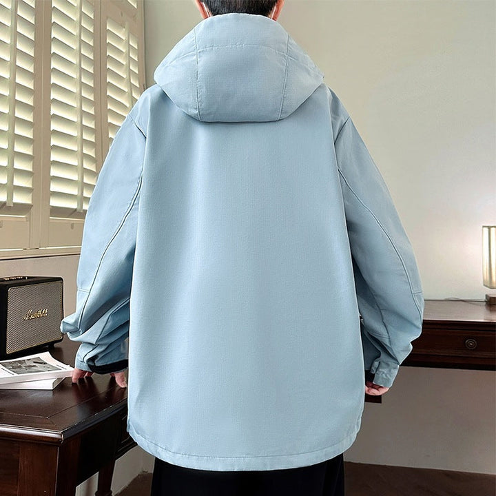 Męska Boxy Z kapturem Kurtka softshell z Ukryty Zamek, Multifunctional Kieszenie na zamek &amp; Oversize Krój