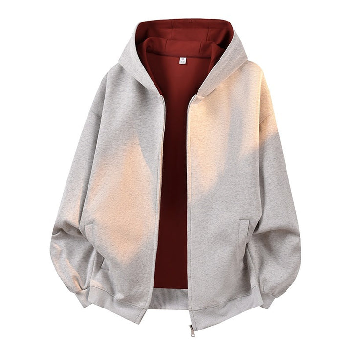 Męska Oversize Bluza z kapturem Zamek Kurtka