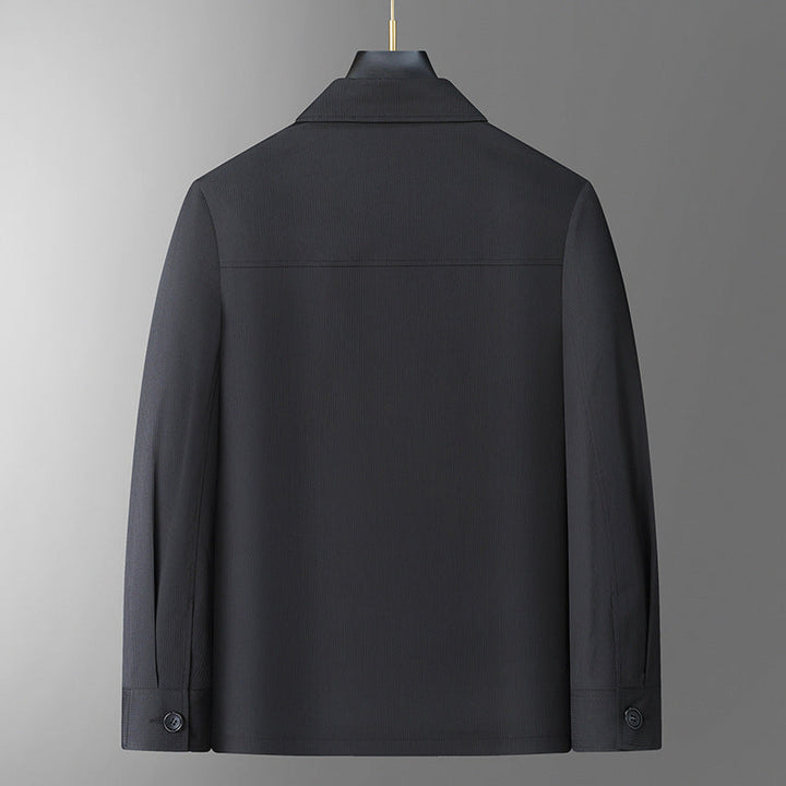 Męski przejściowy kurtka w minimalist styl roboczy z kieszenie z klapami