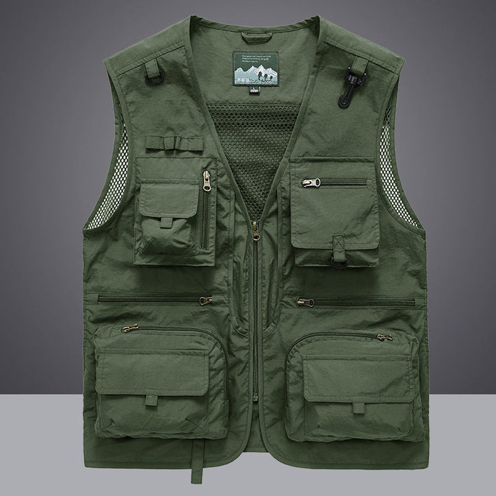 Męski Multifunctional Fishing i Kamizelka użytkowa z Siatka Inserts i Wiele Kieszenie