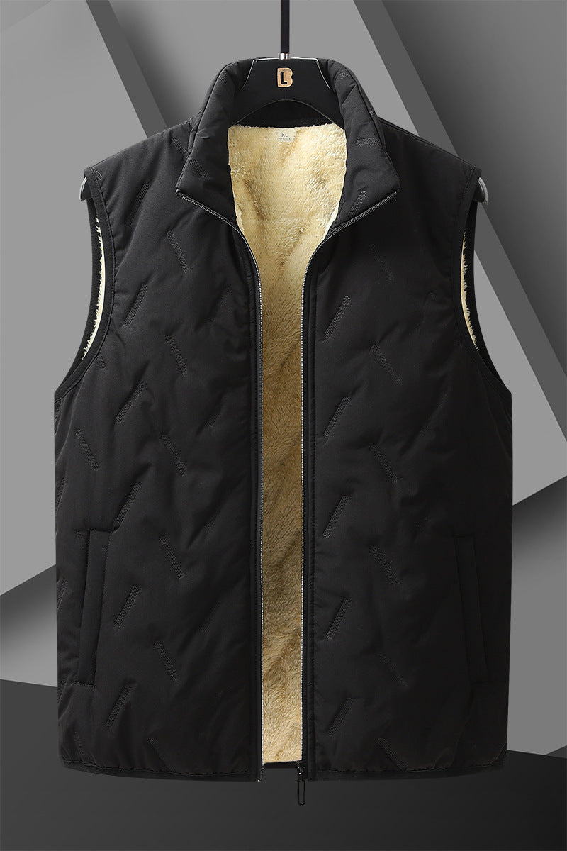 Męski Reversible Termiczny Kamizelka pikowana z Ocieplający Teddy Podszewka &amp; High Neck Stójka