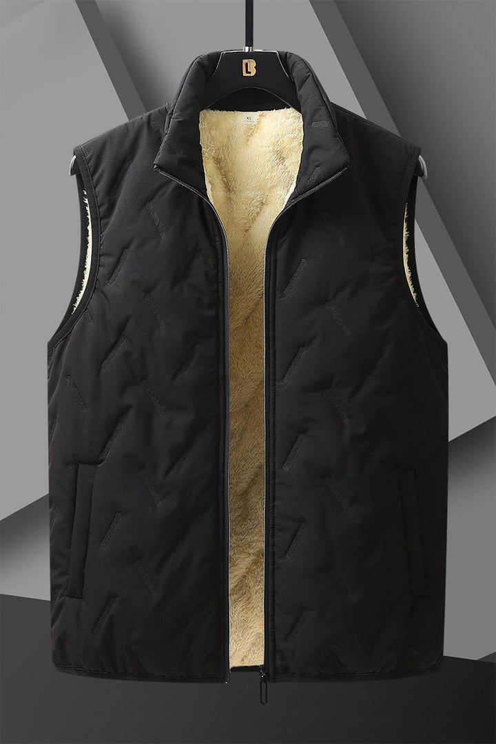Męski Reversible Termiczny Kamizelka pikowana z Ocieplający Teddy Podszewka &amp; High Neck Stójka