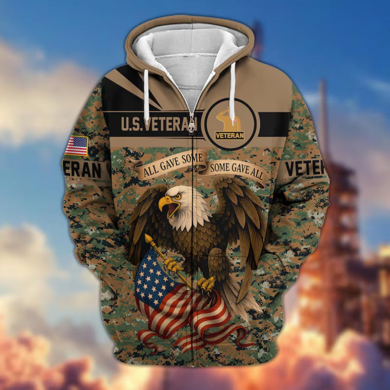Męska bluza z kapturem z American veteran motif