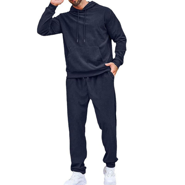 Męska Polar Loungewear Set wykonana z French Terry z bluza z kapturem, kieszeń kangurka, i luźny jogging spodnie