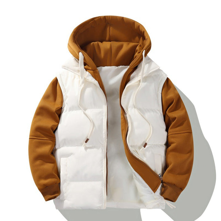 Męska two-layer z kapturem kurtka pikowana z detachable padding i miękki rękaw panels
