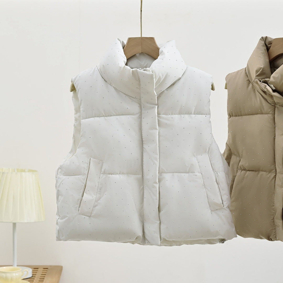 Damska Insulated Sleeveless Ocieplana Gilet z Pikowana Stójka